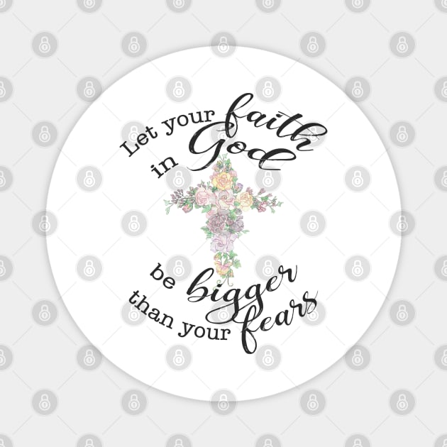 Floral cross with Christian quote, Christian cross Magnet by LollysLane